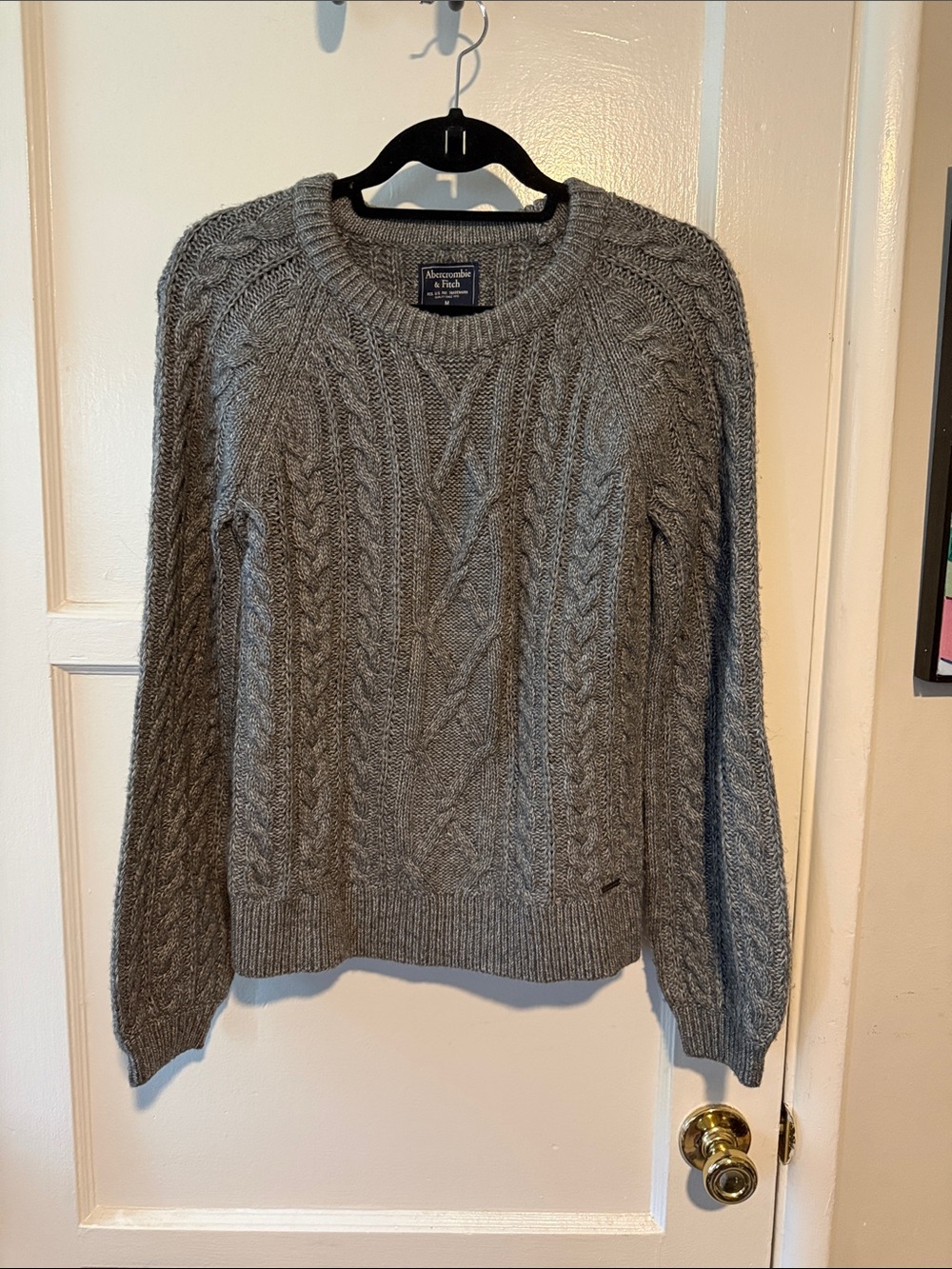 Abercrombie & Fitch Gray Soft Cable Knit Sweater Long Sleeve